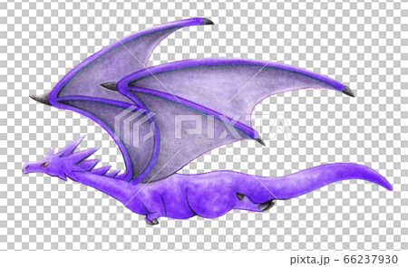 Blue Purple Dragon Flying Sideways Stock Illustration