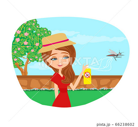 girl kills mosquitoes with insect spray girl kills mosquitoes with insect spray 66238602