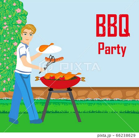 Illustration of backyard barbecue 66238629