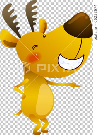 シカが横向きで笑って立っているイラストのイラスト素材