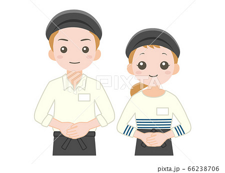 笑顔のカフェ店員男女 笑顔のカフェ店員男女 66238706