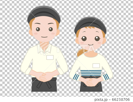 笑顔のカフェ店員男女 笑顔のカフェ店員男女 66238706