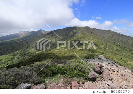 赤面山 山頂から望む茶臼岳・朝日岳(6月) 赤面山 山頂から望む茶臼岳・朝日岳(6月) 66239279