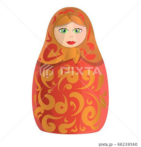 Folk nesting doll icon, cartoon style 66239560