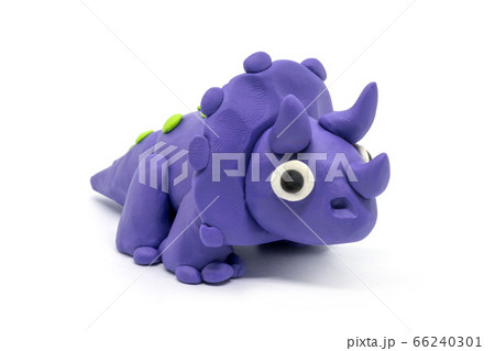 Play dough Triceratopson on white background Play dough Triceratopson on white background 66240301