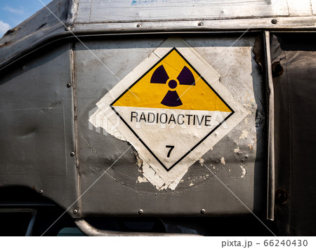 Radiation warning sign on the transport truck Radiation warning sign on the transport truck 66240430