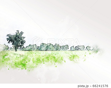 Abstract colorful shape on tree and field landscape watercolor illustration painting background. Abstract colorful shape on tree and field landscape watercolor illustration painting background. 66241576
