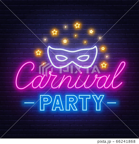 Carnival party neon sign on a dark background. 66241868