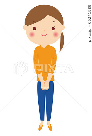 笑顔の女性 全身 イラストのイラスト素材