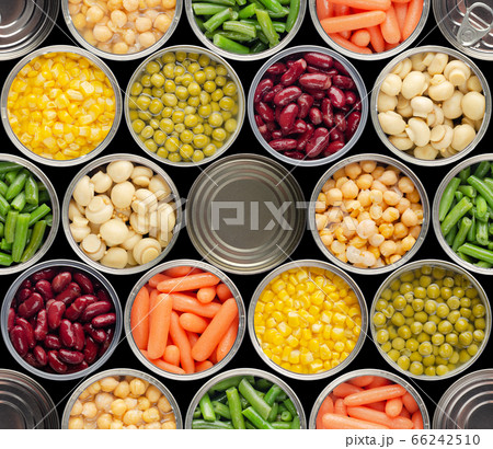 Seamless food background made of opened canned 66242510