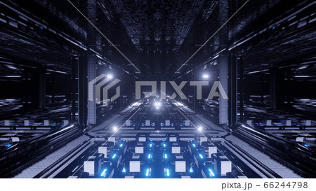 3d illustration background sci fi tunnel corridor with glowing neon in 4k uhd - perfect as wallpaper 66244798