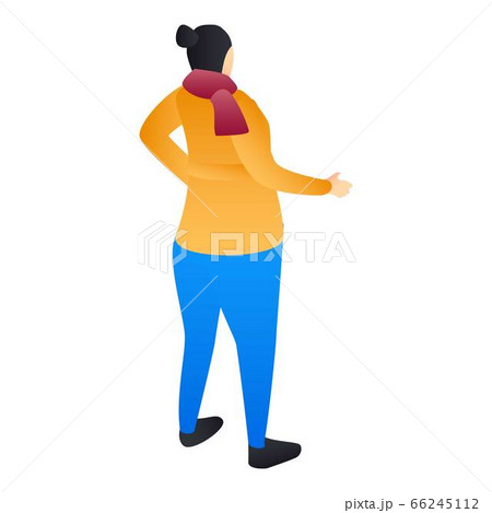 Back of woman in winter clothes icon, isometric style Back of woman in winter clothes icon, isometric style 66245112
