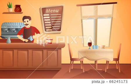 Barista restaurant concept banner, cartoon style 66245173