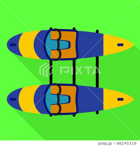 Double side canoe boat icon, flat style 66245319