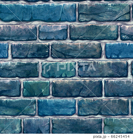 繋ぎ目の無い青色のヴィンテージレンガ 煉瓦 のシームレスパターンタイリングイラストのイラスト素材