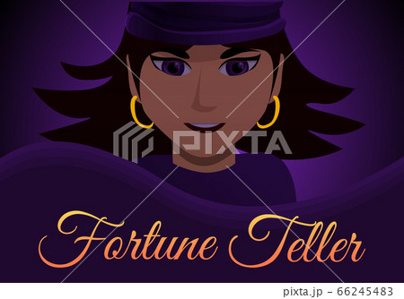 Woman fortune teller concept banner, cartoon style 66245483