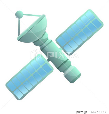 Space solar panel satellite icon, cartoon style 66245535