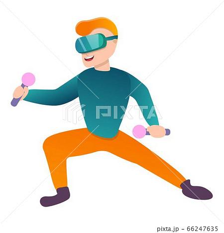 Karate in game goggles icon, cartoon style 66247635