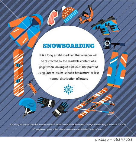 Snowboarding concept background, flat style 66247653