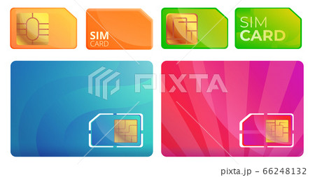 Sim phone card icons set, cartoon style Sim phone card icons set, cartoon style 66248132