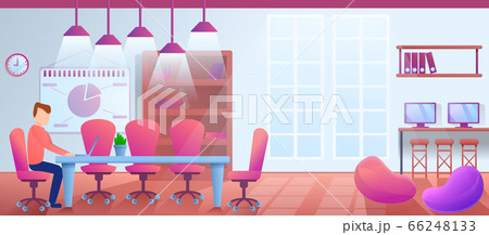 Coworking concept banner, cartoon style 66248133