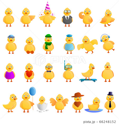 Duck icons set, cartoon style 66248152