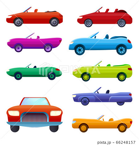 Cabriolet icons set, cartoon style 66248157