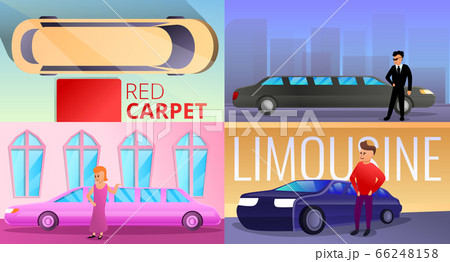 Limousine banner set, cartoon style 66248158