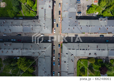 Aerial view on Nikiszowiec, historic district in Katowice, Upper Silesia, Poland. Aerial view on Nikiszowiec, historic district in Katowice, Upper Silesia, Poland. 66248661