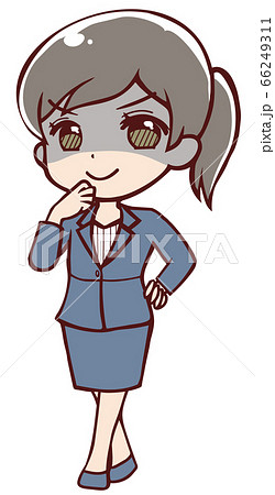 悪だくみをするアニメ風の女性会社員 66249311