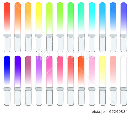 24色に光るペンライト 線ありのイラスト素材