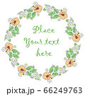 Round frame of flowers and leaves with a place in the center for your text 66249763