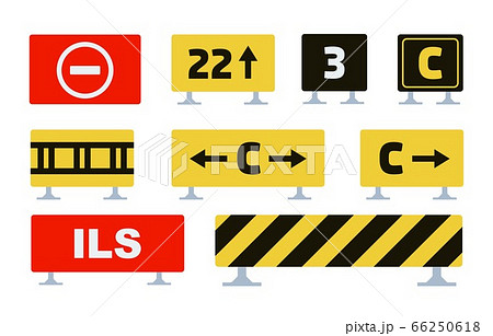 Set of prohibition, warning road signs vector icon flat isolated 66250618