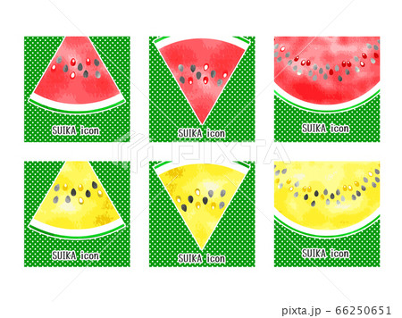 スイカのイラストのアイコンのセットのイラスト素材