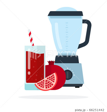 The whole pomegranate, garnet segment, a glass of pomegranate juice and a blender vector flat isolated The whole pomegranate, garnet segment, a glass of pomegranate juice and a blender vector flat isolated 66251442