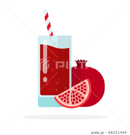 Ripe whole pomegranate and pomegranate juice in a glass flat isolated Ripe whole pomegranate and pomegranate juice in a glass flat isolated 66251444