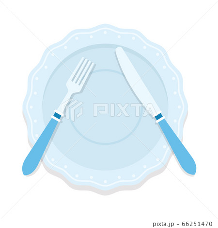 Rules of table etiquette. Fork and knife on the plate means a pause flat isolated 66251470