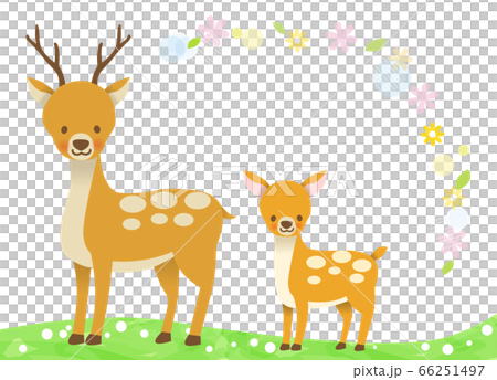 かわいい鹿の親子のイラスト フレームのイラスト素材