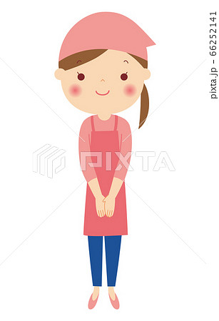 笑顔のエプロン姿の女性 全身 イラストのイラスト素材 笑顔のエプロン姿の女性 全身 イラストのイラスト素材