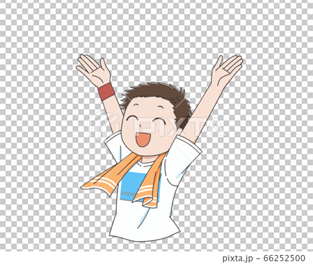 万歳するＴシャツの男性① 66252500