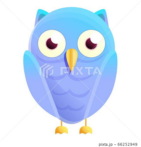 Blue gradient owl icon, cartoon style 66252949