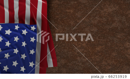 The USA flag  placed on rusty metal plate  3d rendering. 66253919