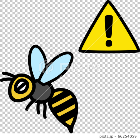蜂と要注意マークのイラスト素材
