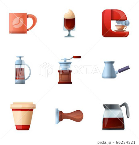 Barista coffee icon set, cartoon style 66254521