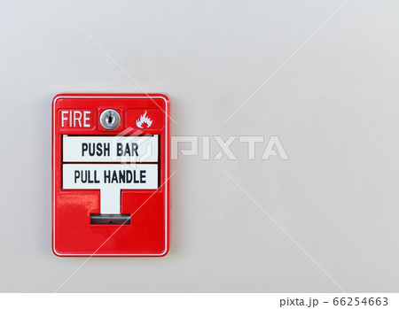 Red box of fire alarm on wall Red box of fire alarm on wall 66254663