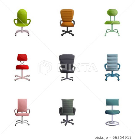 Desk chair icon set, cartoon style Desk chair icon set, cartoon style 66254915