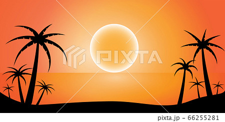 Sunset Or Sunrise In Ocean Nature Landscapeのイラスト素材