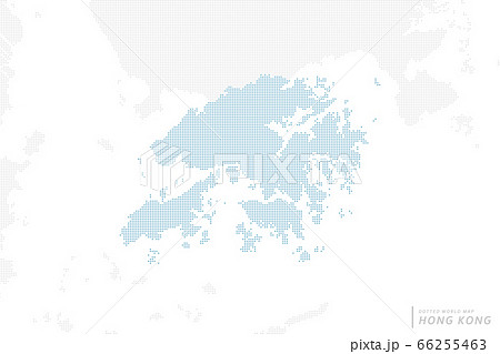 近隣諸国を含む、香港の青いドットマップ。　大サイズ。 66255463