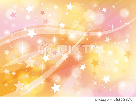星とウェーブ キラキラと光る抽象的な背景 オレンジのイラスト素材