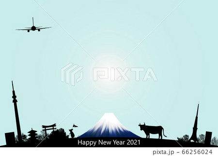年賀状テンプレート　年賀状　2021　丑年 66256024